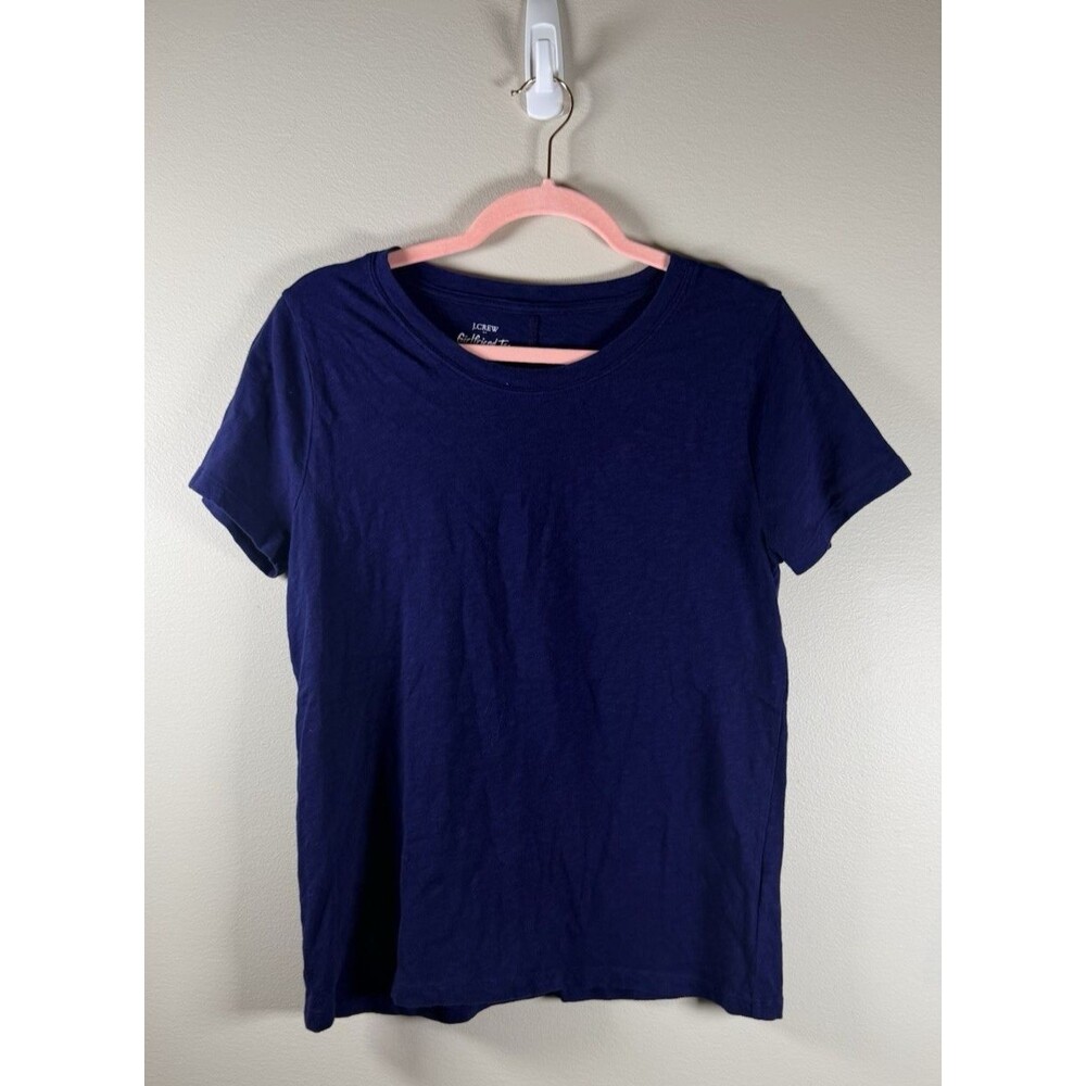 J.CREW Girlfriend Tee Womens Blue Knit Relaxed Crew Neck Short Sleeve - M